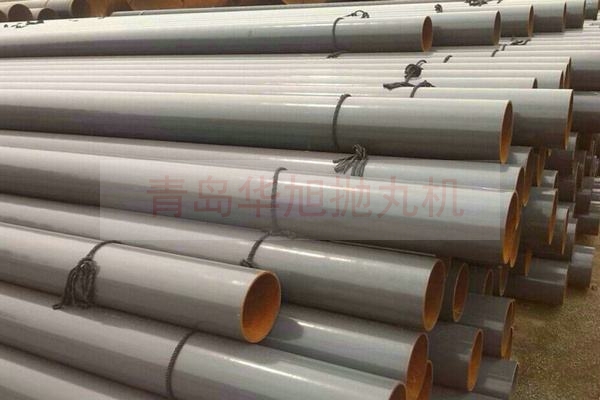 遼寧大連用戶清理管道外壁拋丸除銹機效果現(xiàn)場